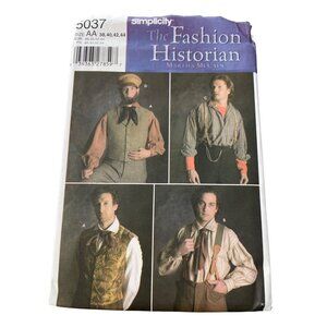 Simplicity 5037 Costume Pattern Size 38-44 Steampunk Vest Suspenders Hat UNCUT